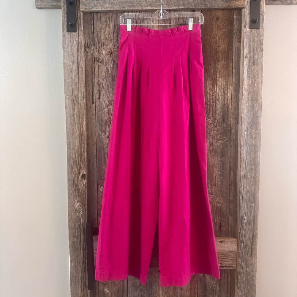 Anthropologie Wide Leg Corset Pants Orchid Purple High Waist Pleated Size 2 - Picture 3 of 9